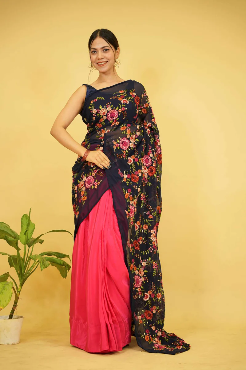 Kashmiri Embroidered Sequined Saree
